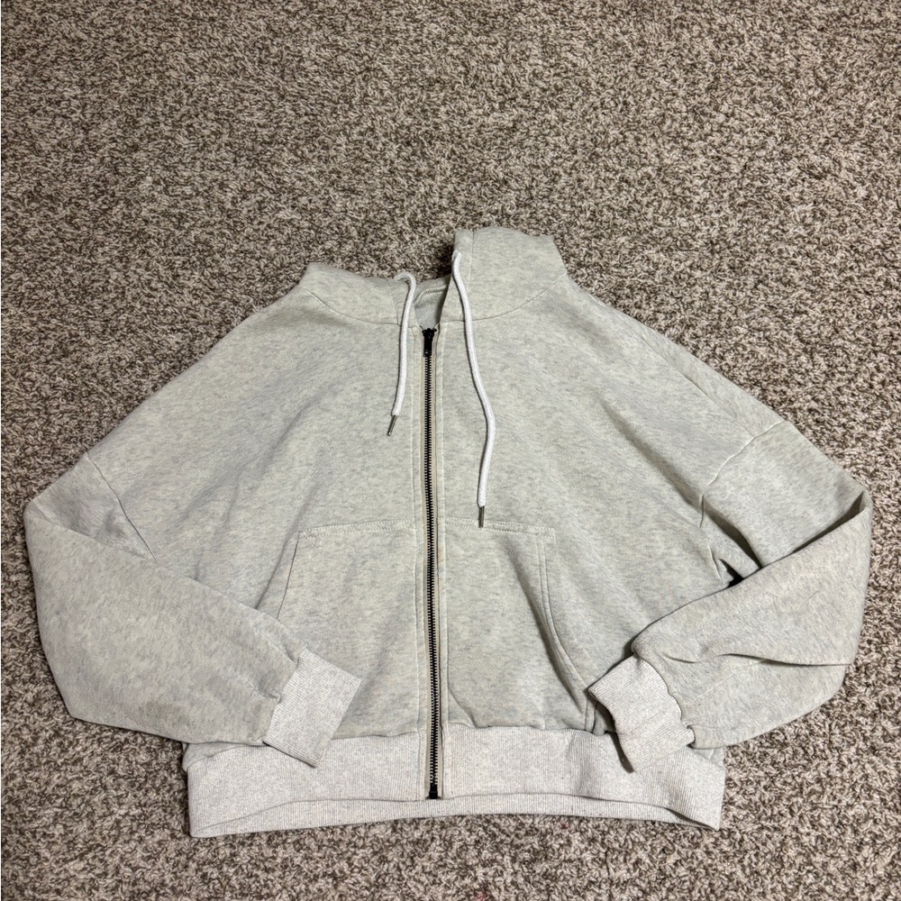 SHEIN Gray Zip-Up Hoodie Jacket